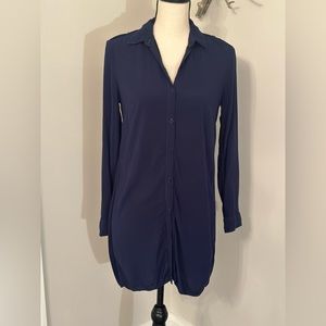 Splendid Navy Blue Button-Down Shirt with Vented Back-Size XS